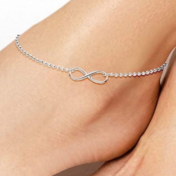 Sterling Silver or Gold Infinity ball chain Anklet - Picture 7 of 13